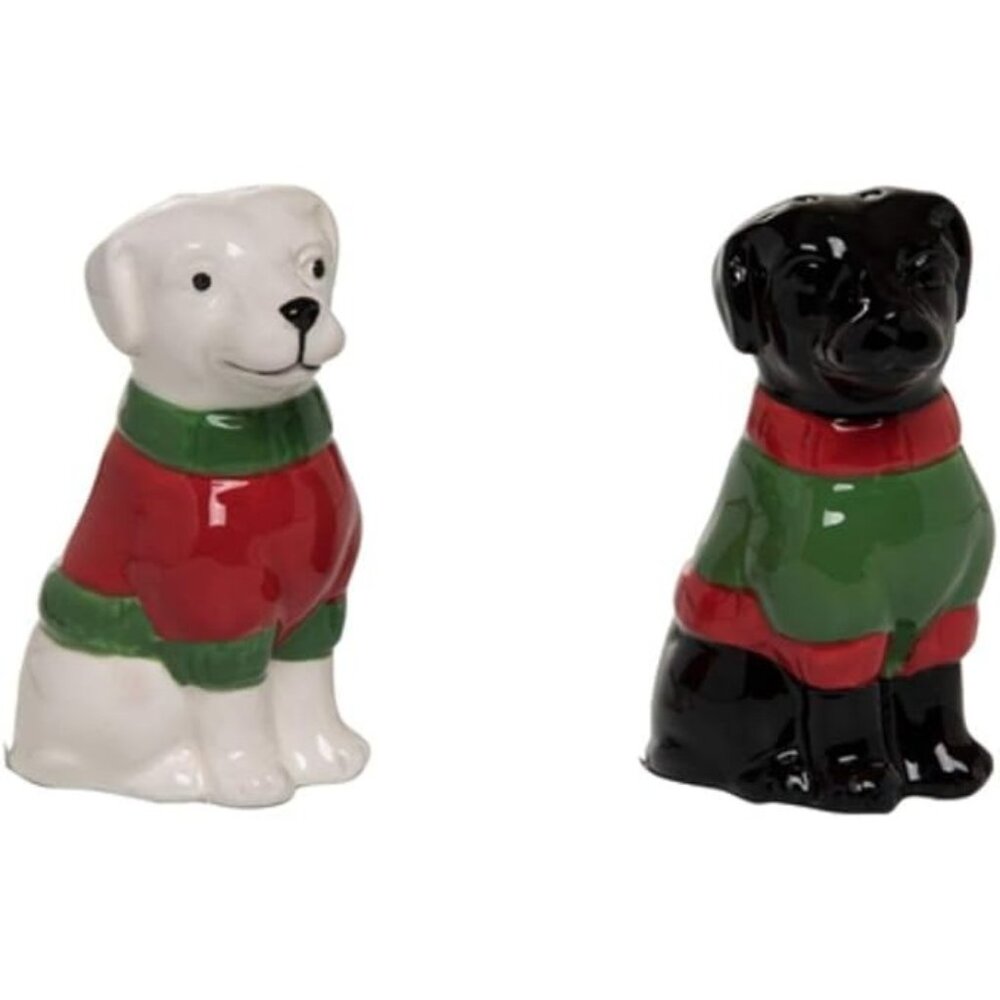 Dolomite Set of Christmas Sweater Labs Salt and Pepper Set
